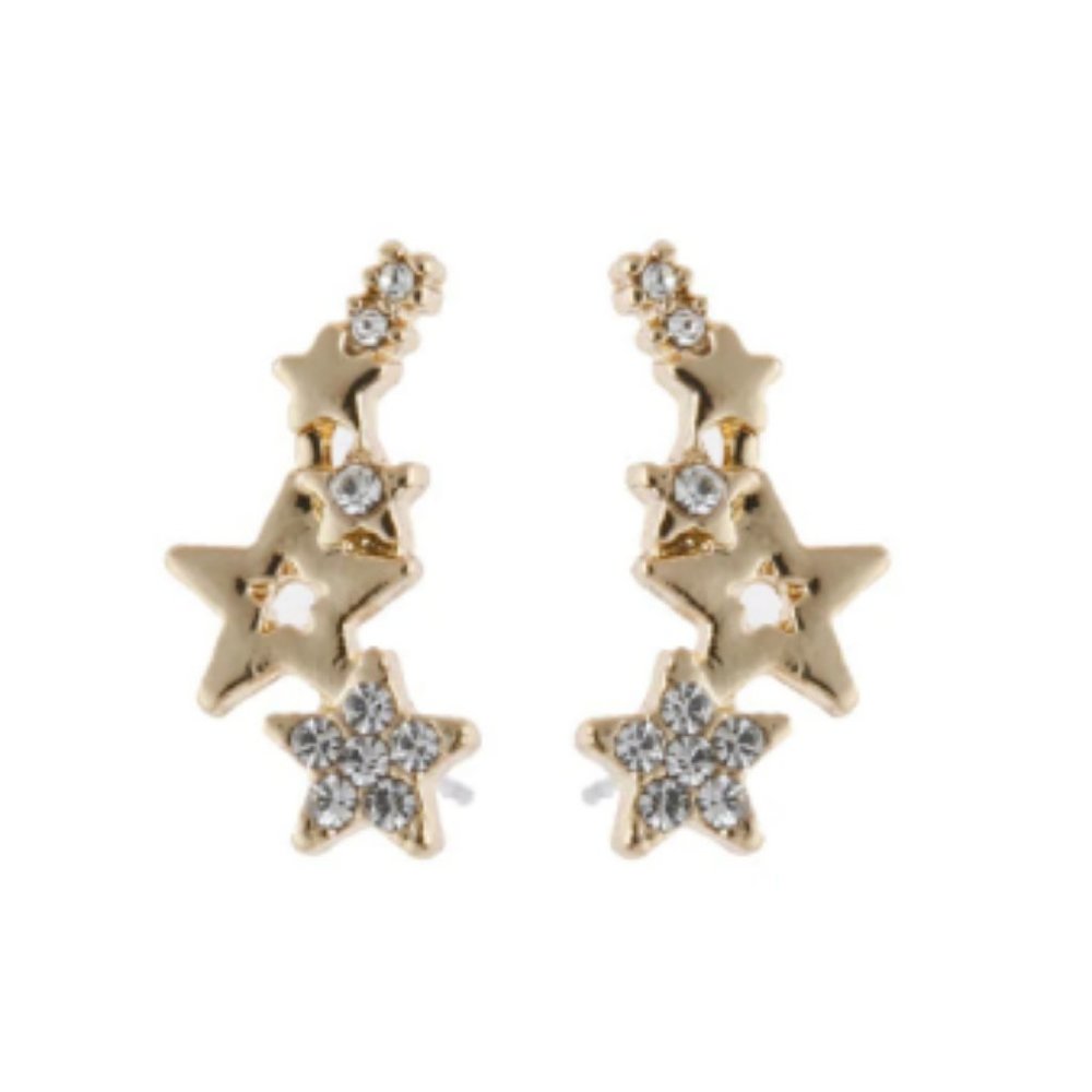 Elegant Star CZ Yellow Plated Earrings